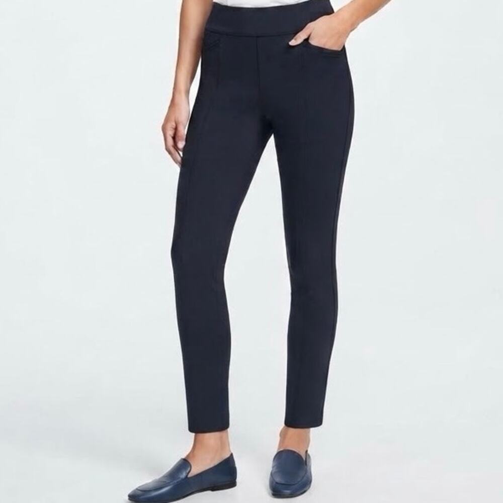 Spanx The Perfect Pant Back Seam Skinny Navy Ponte Ankle Leggings Pants Size XL